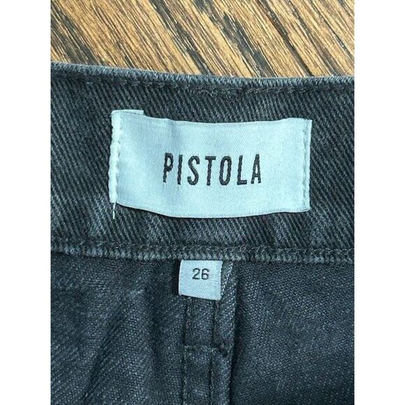 Pistola Gigi Cut Off Denim Shorts Distressed Frayed Hem Low Rise Black Size 26 - Picture 6 of 7